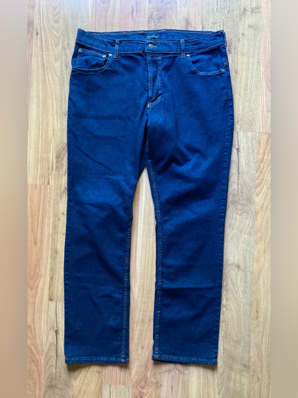 Origin USA Delta 68 D68 Straight Dark Wash Mens 38x32 Stretch Denim Blue Jeans